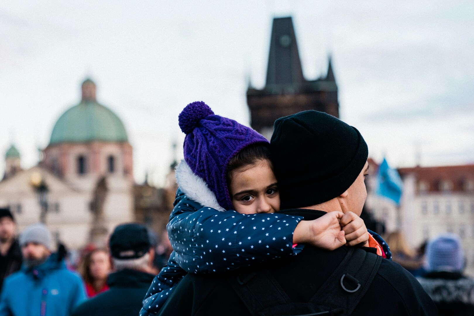 Charles Bridge with a family