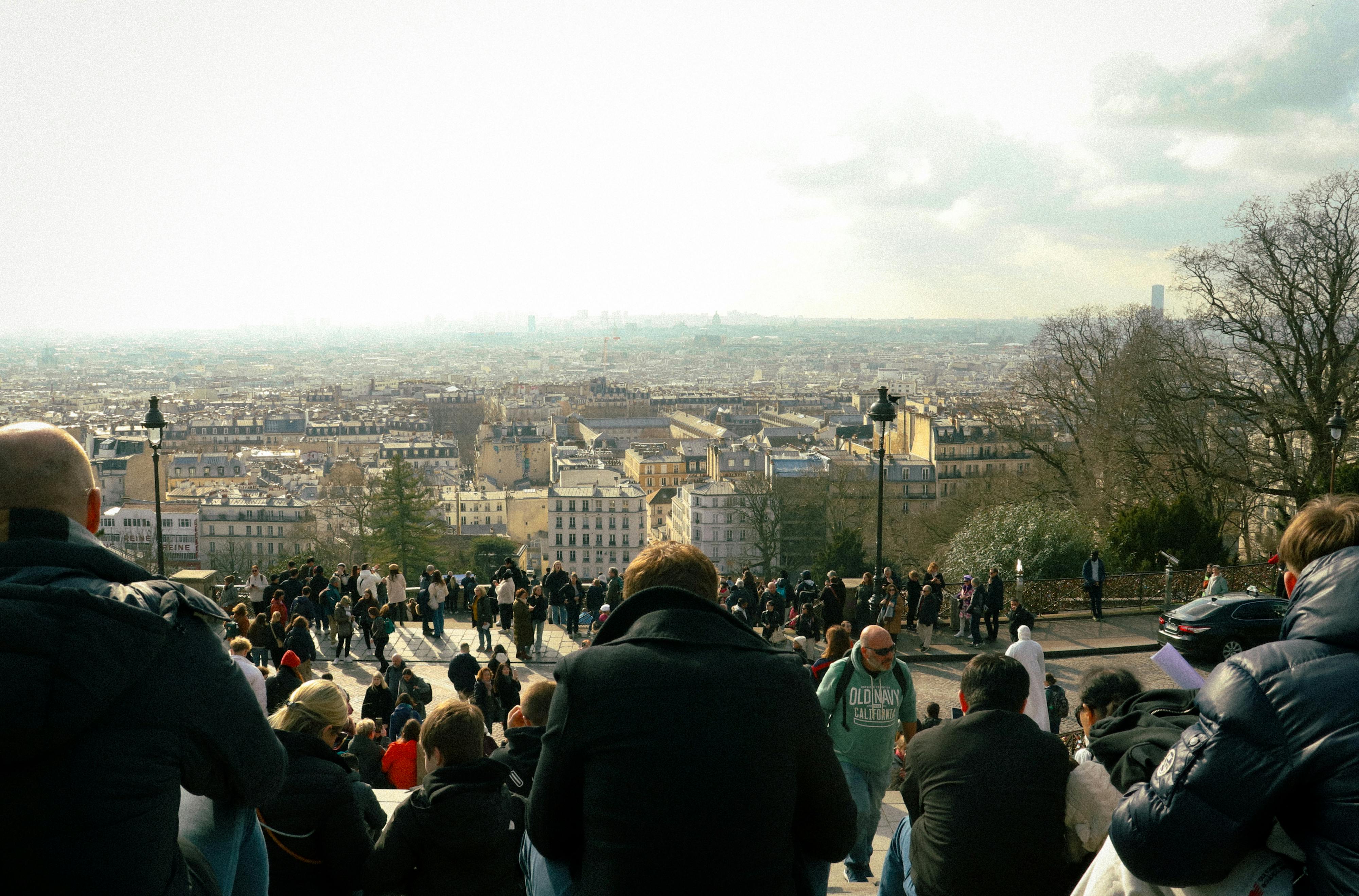 Spring sunlight over Paris cityscape
