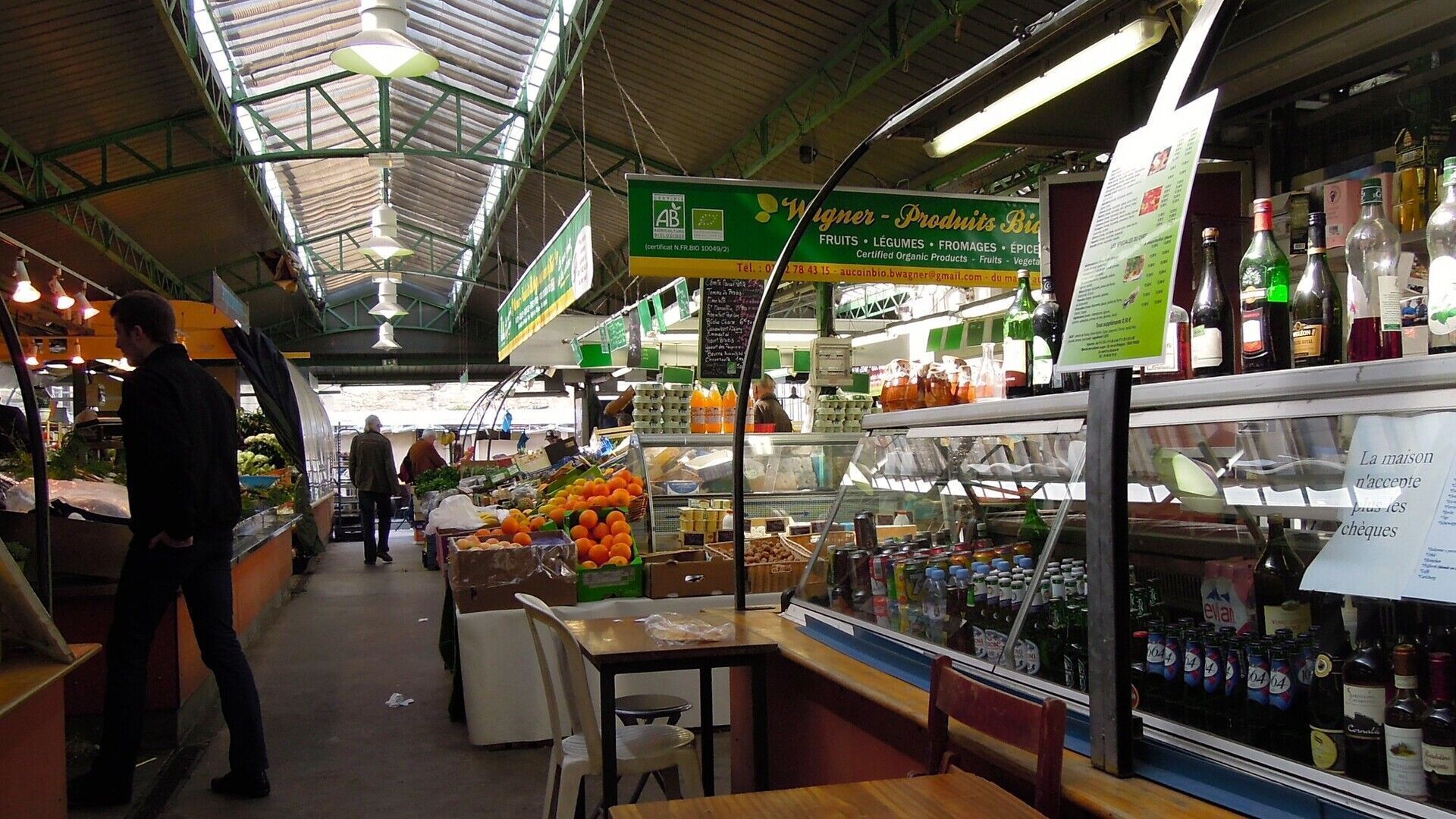 Stalls at Marché des Enfants Rouges in Le Marais, Paris's oldest covered market