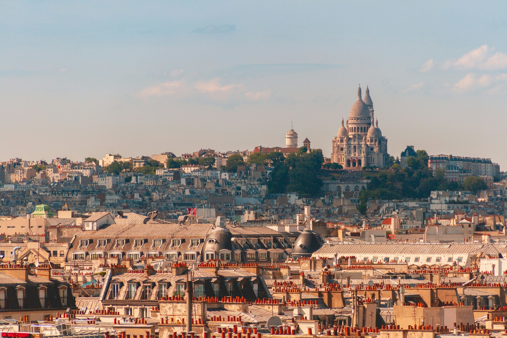 Spring sunset over Montmartre rooftops on Easter weekend