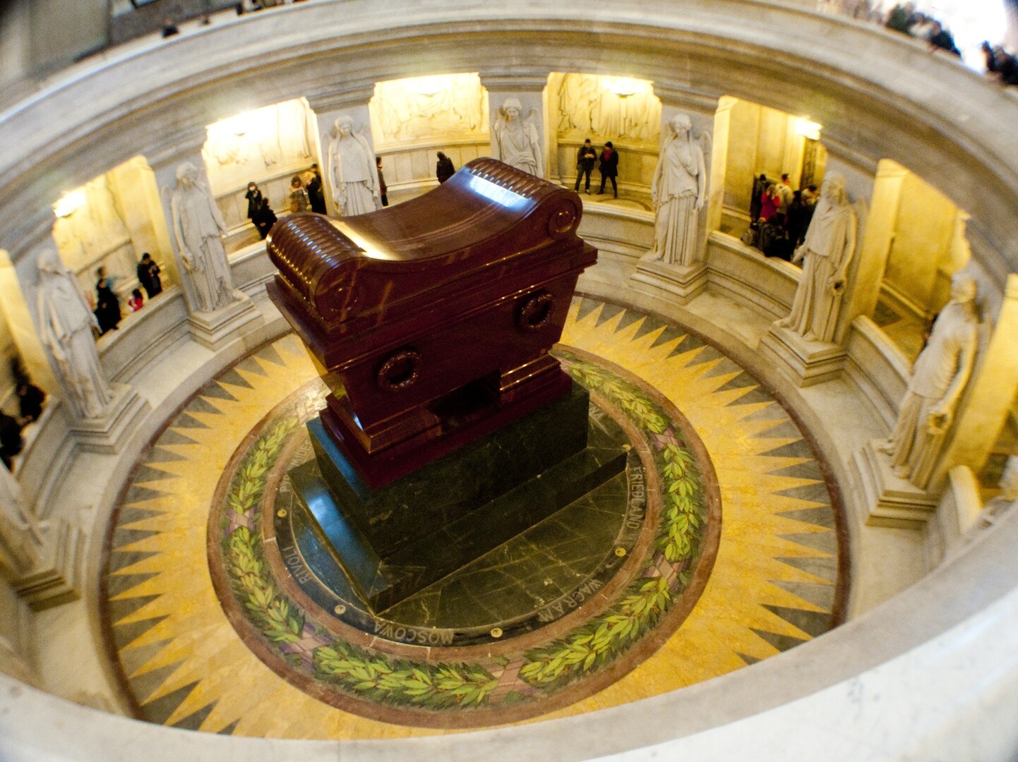 Napoleon's tomb beneath the dome of Les Invalides in Paris