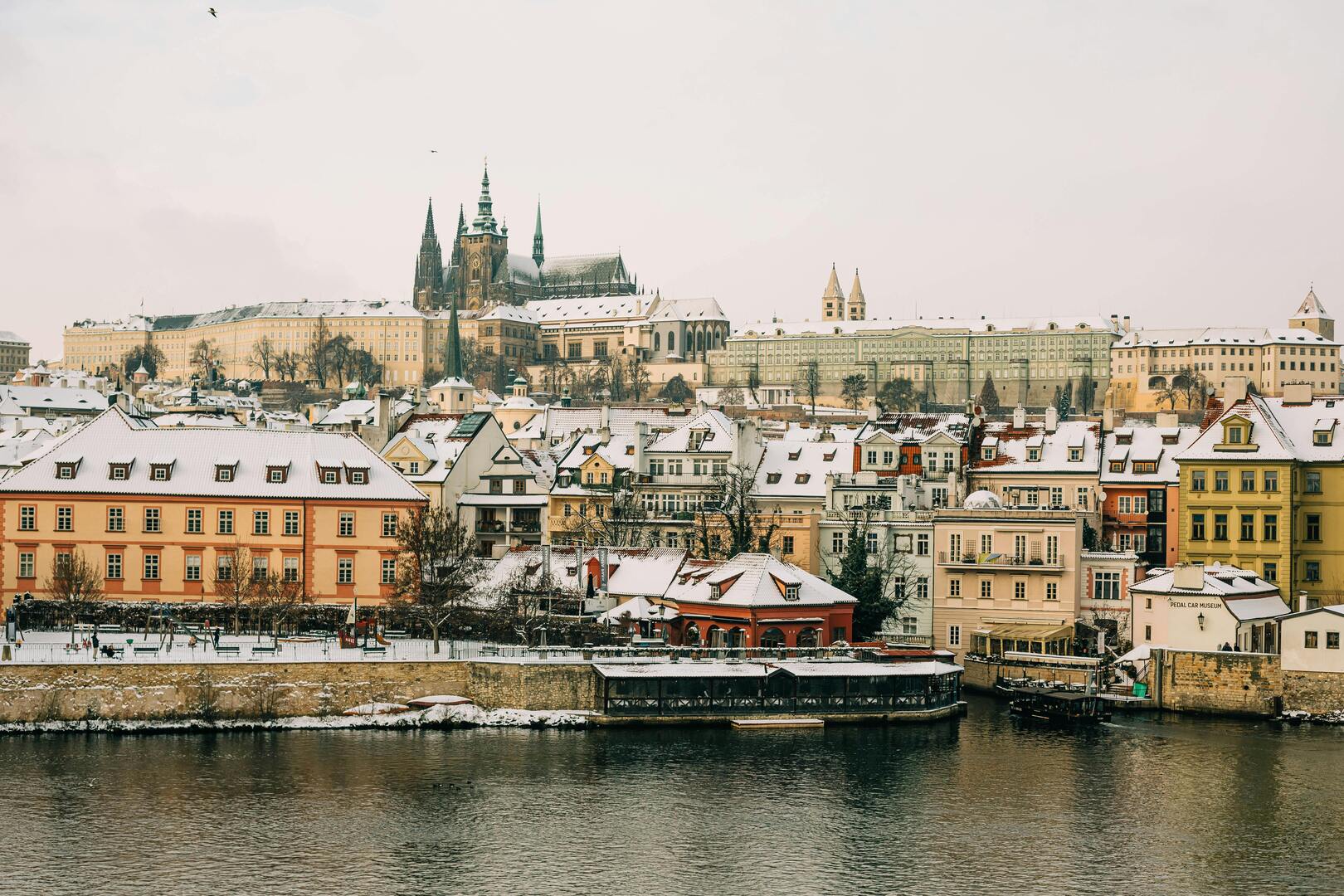 Quiet winter view of Prague Castle