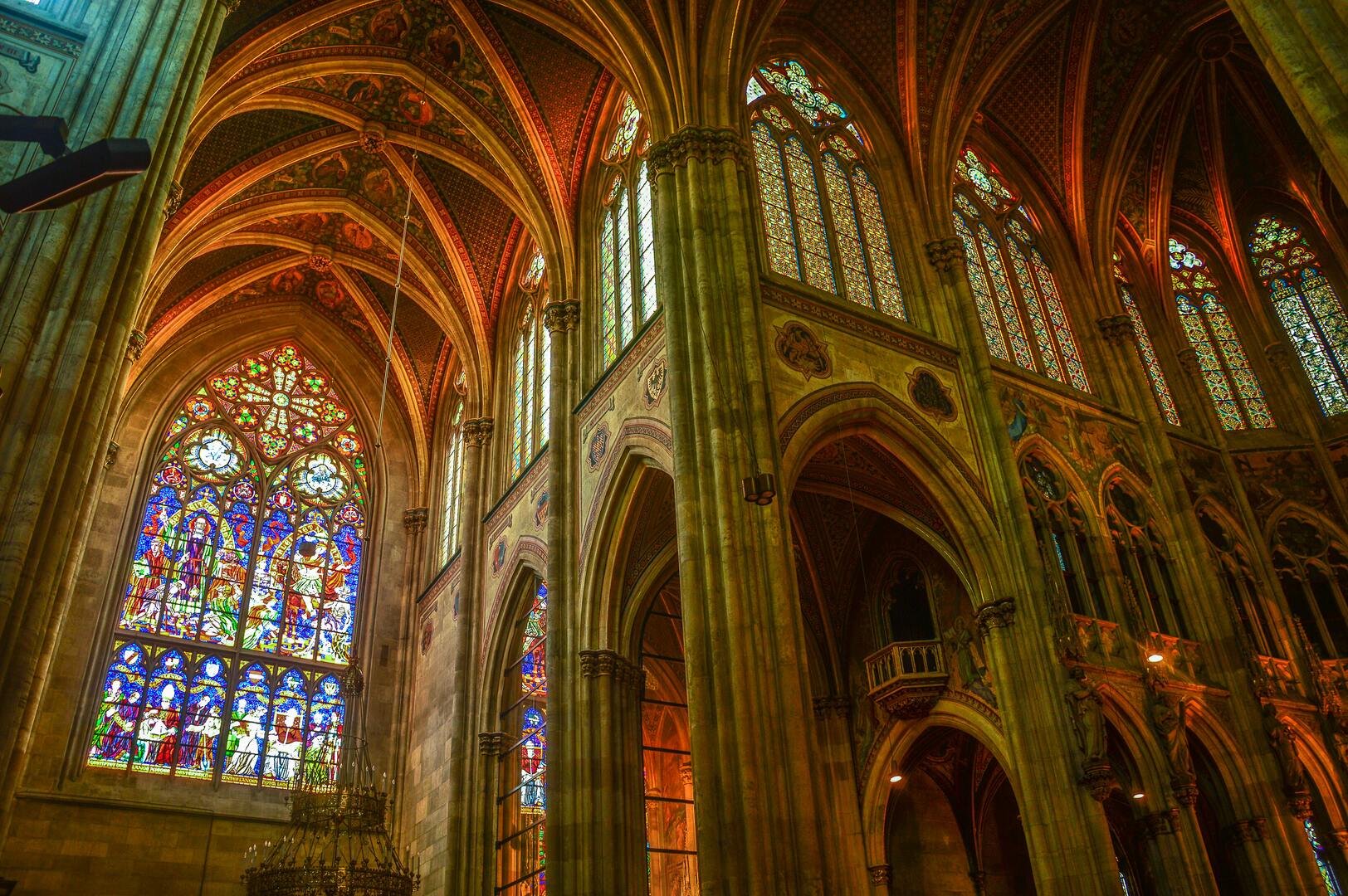 Notre Dame Cathedral interior showing restored vaults and stained glass