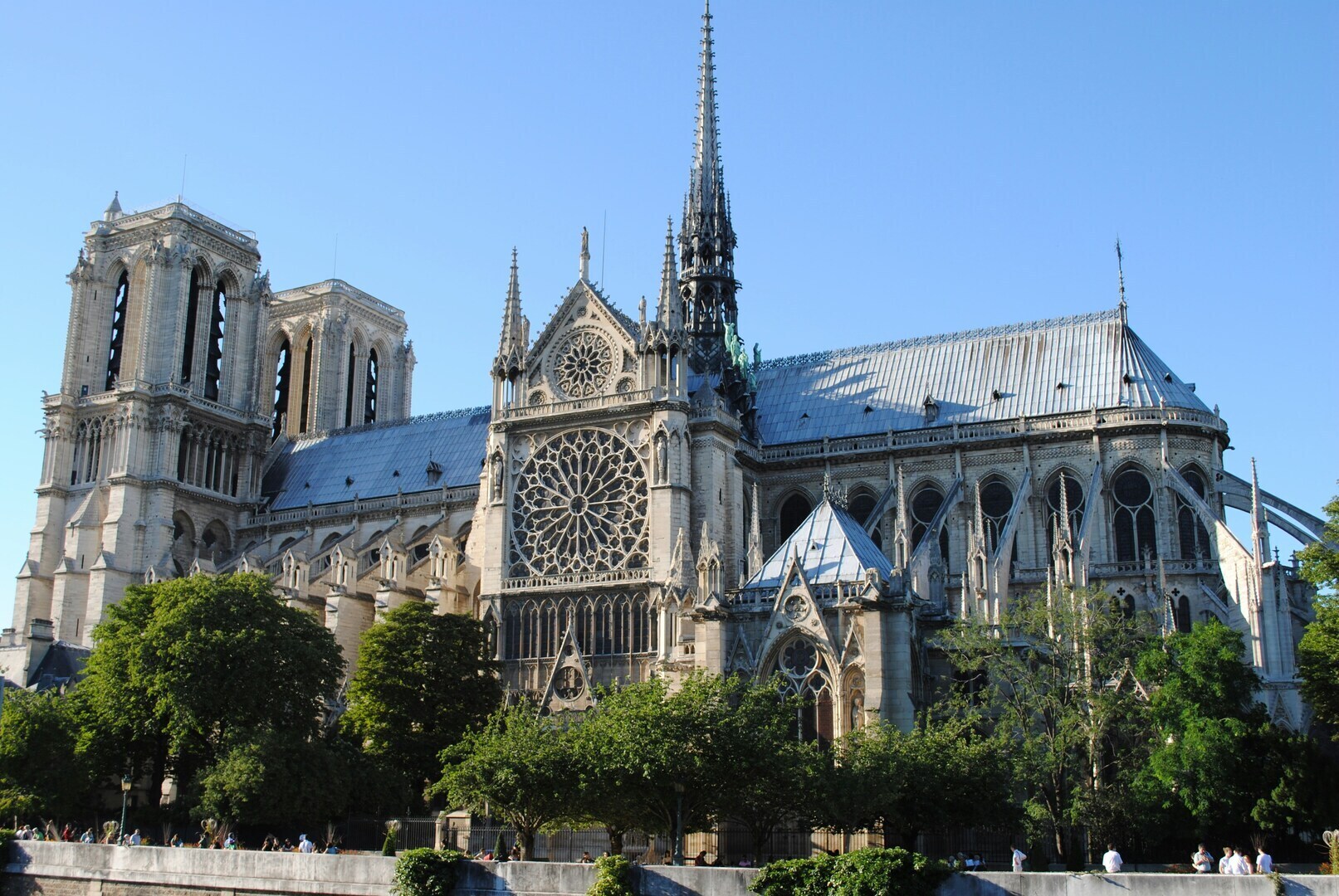 Notre-Dame de Paris cathedral with its iconic Gothic architecture and flying buttresses