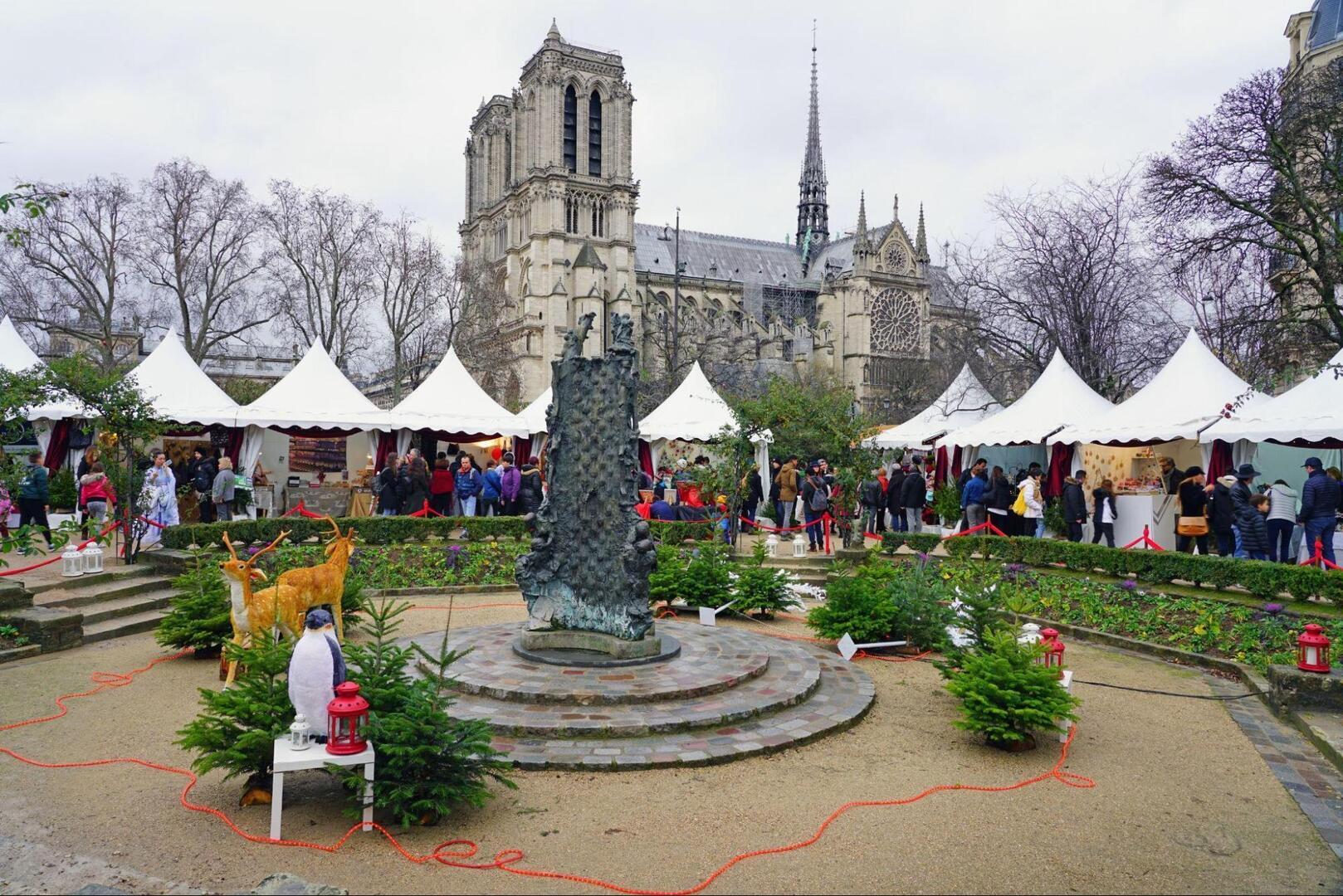 Christmas Decorations near Notre Dame Cathedral